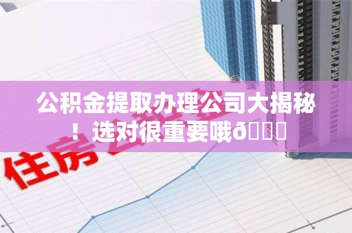 尤溪公积金提取办理公司大揭秘！选对很重要哦😎